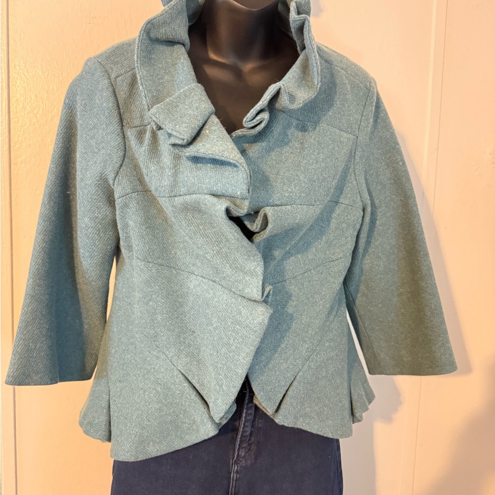 Tabitha by Anthropologie Women's Teal Ruffled Blazer. Like New condition.